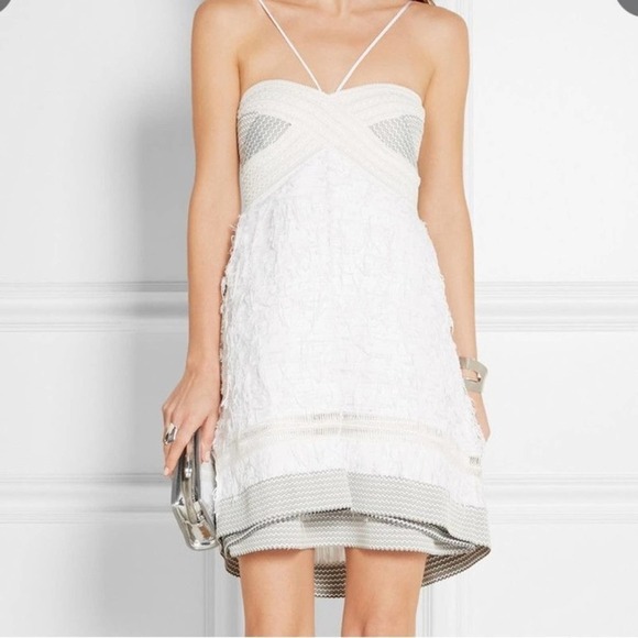 Johnathan Simkhai Lielle Cutout Fringe Bandage Mini Dress Size 0 White - Picture 1 of 13